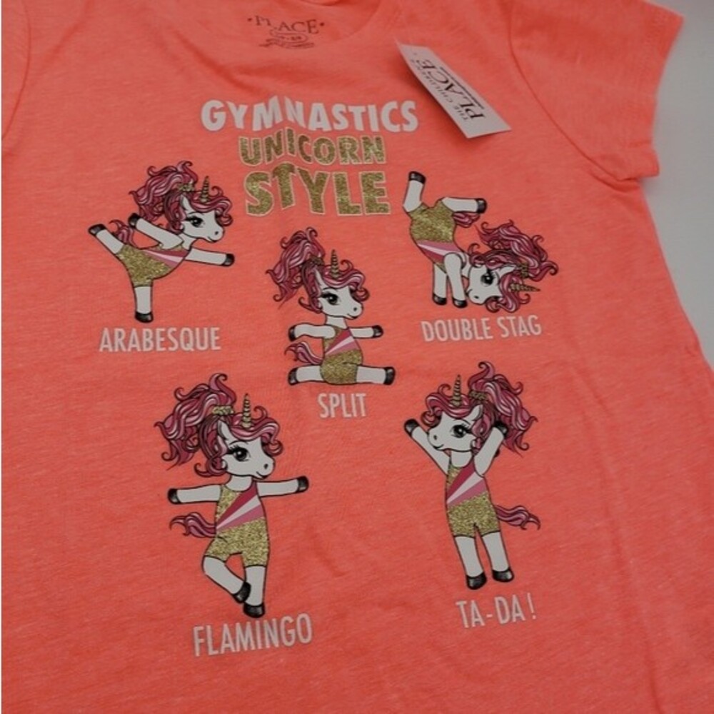 Girl's gymnastics unicorn tee top Size S 5/6